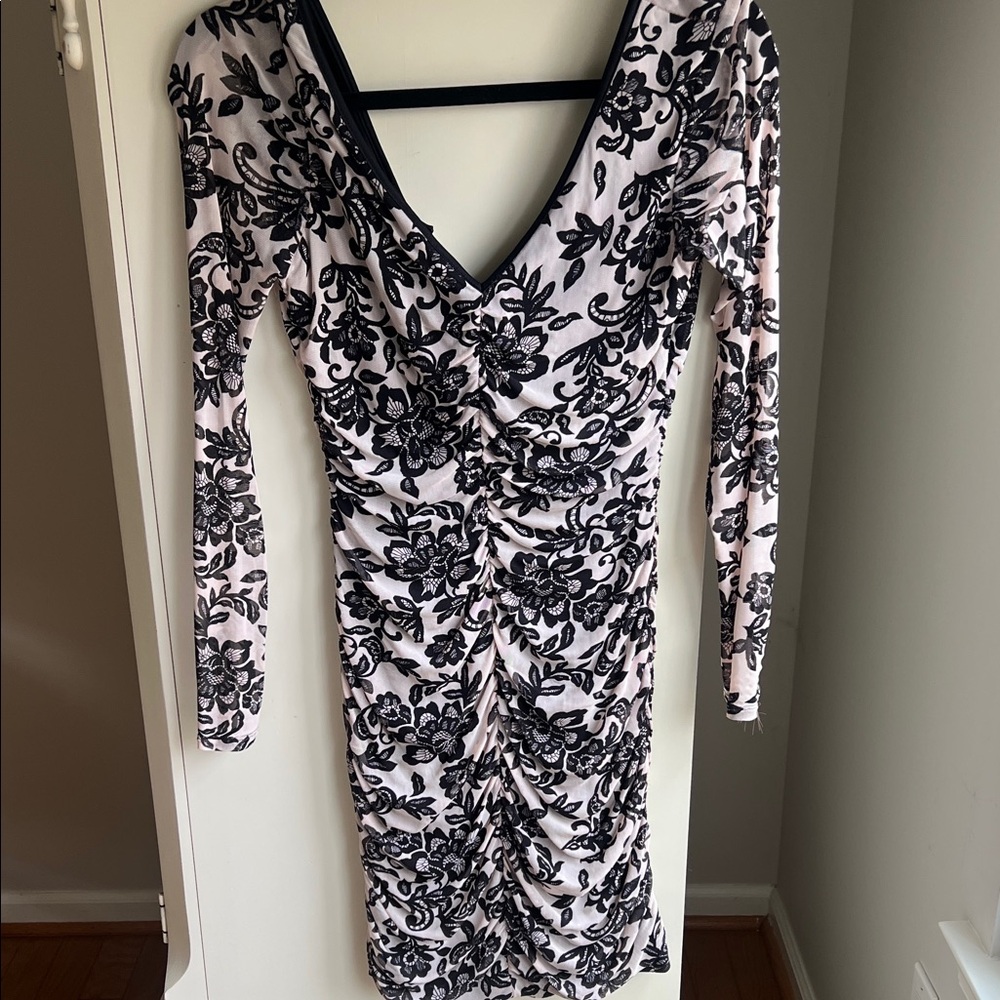 Elegant Black and White Floral Dress